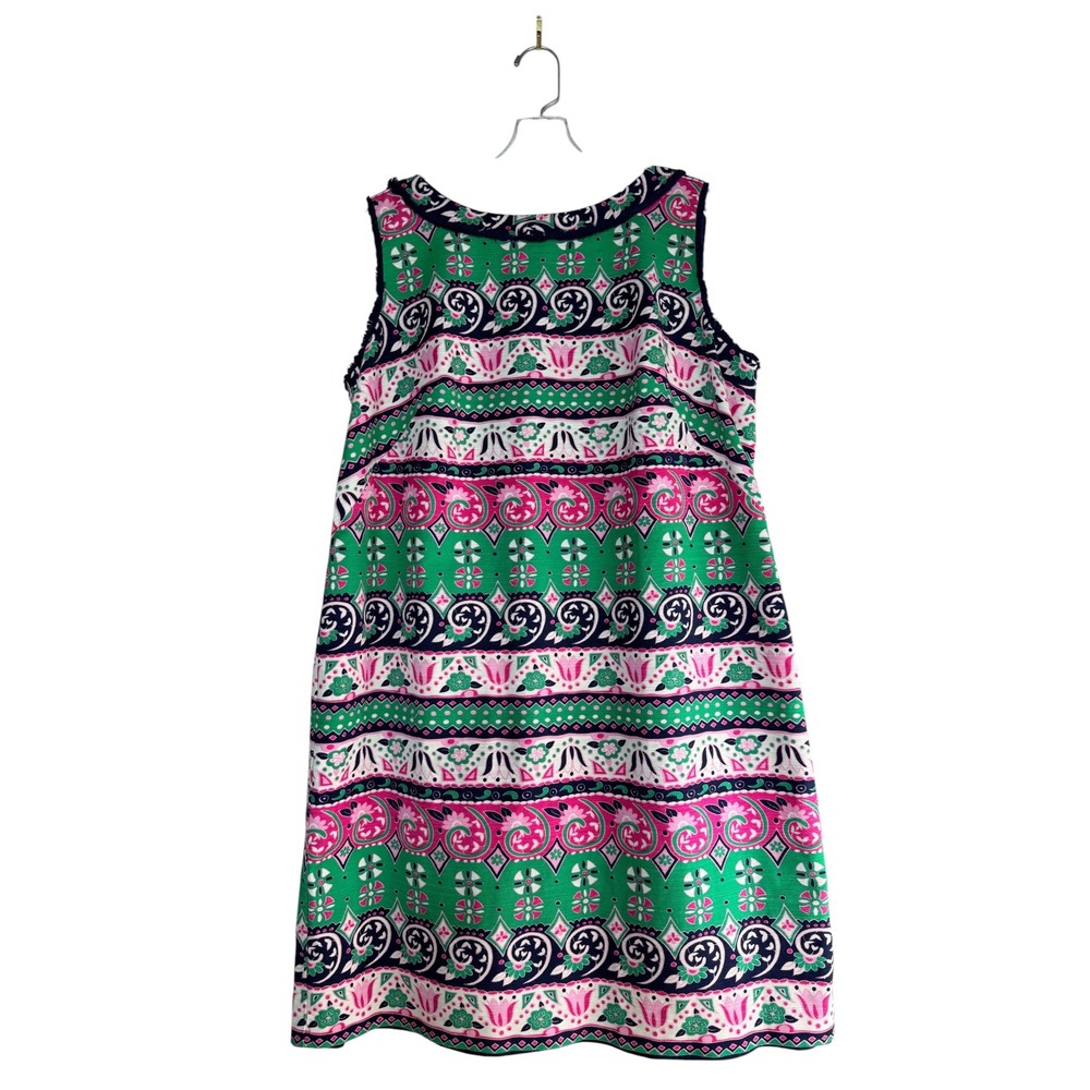 Talbots Shift Lined Dress Women 14W Floral Paisley Mod Preppy Sleeveless Boho